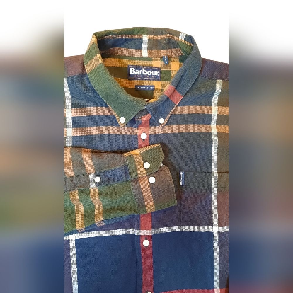 Barbour Dunoon Tailored Shirt Men's XL Multicolor Plaid Preppy Business Casual